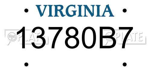 13780B7 Virginia License Plate
