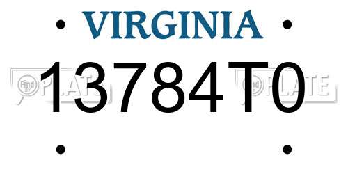 13784T0 Virginia License Plate