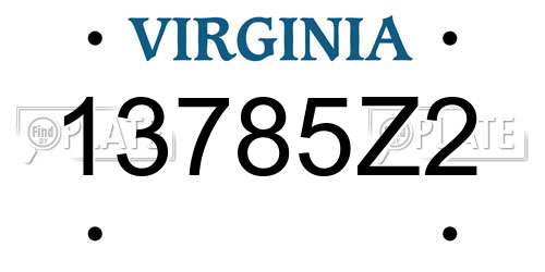 13785Z2 Virginia License Plate