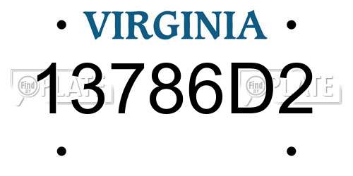 13786D2 Virginia License Plate