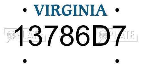 13786D7 Virginia License Plate