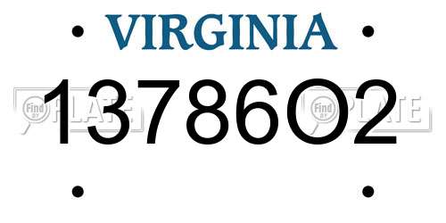 13786O2 Virginia License Plate