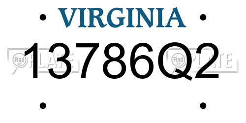 13786Q2 Virginia License Plate