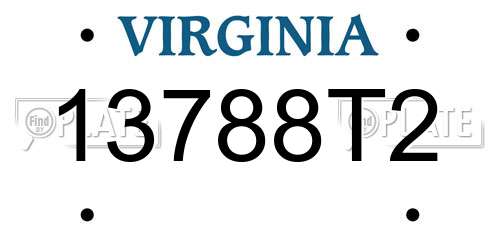 13788T2 Virginia License Plate