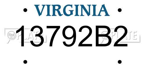 13792B2 Virginia License Plate