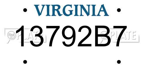 13792B7 Virginia License Plate