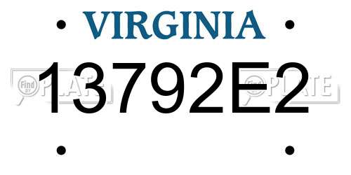 13792E2 Virginia License Plate