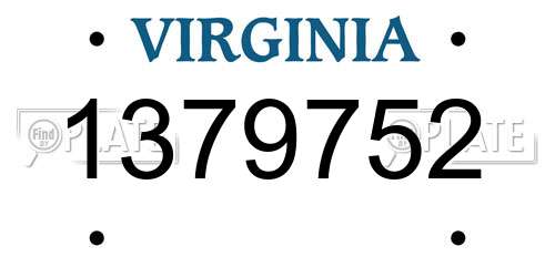 1379752 Virginia License Plate