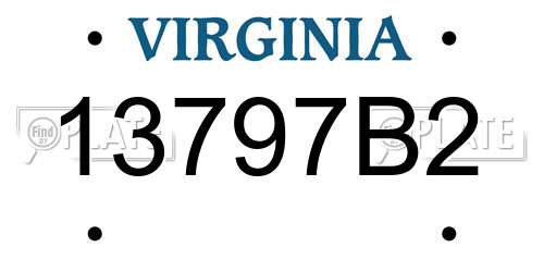 13797B2 Virginia License Plate