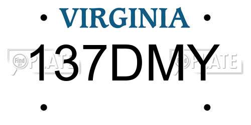 137DMY Virginia License Plate