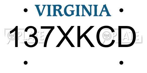 137XKCD Virginia License Plate