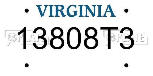 13808T3 Virginia License Plate