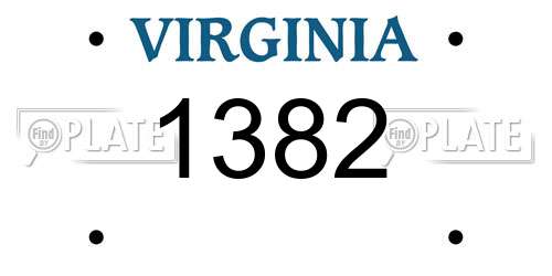 1382 Virginia License Plate