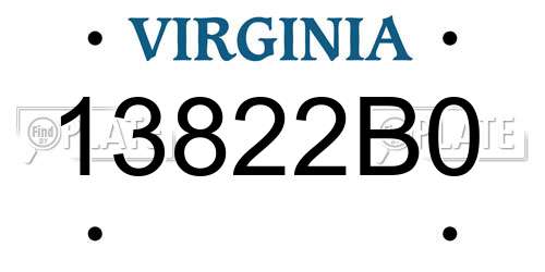 13822B0 Virginia License Plate