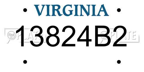 13824B2 Virginia License Plate