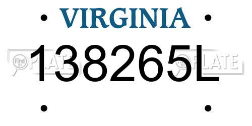 138265L Virginia License Plate