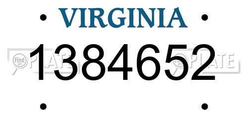 1384652 Virginia License Plate