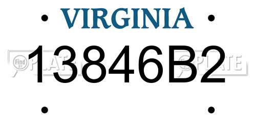 13846B2 Virginia License Plate
