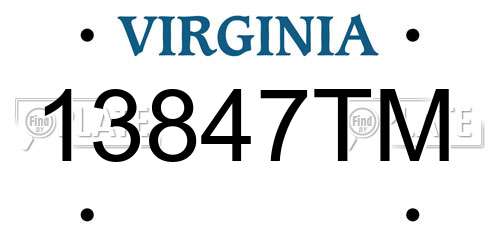 13847TM Virginia License Plate