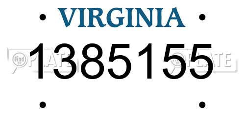 1385155 Virginia License Plate