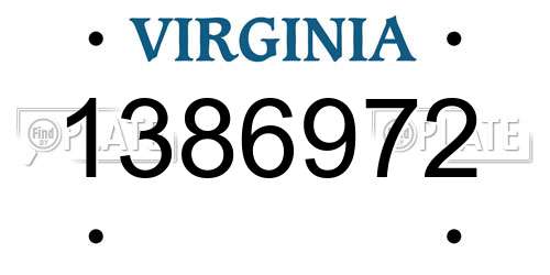 1386972 Virginia License Plate