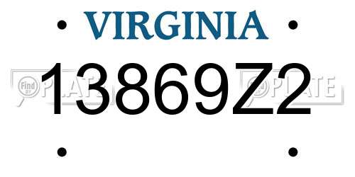 13869Z2 Virginia License Plate