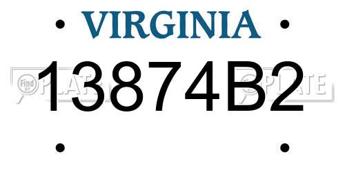 13874B2 Virginia License Plate