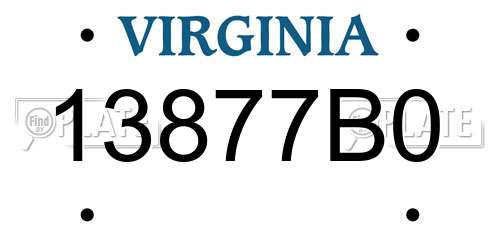 13877B0 Virginia License Plate