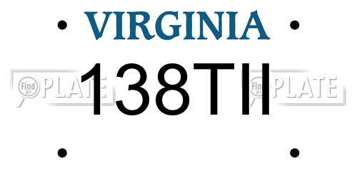 138TII Virginia License Plate