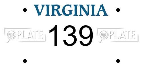 139 Virginia License Plate