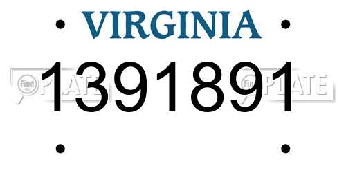 1391891 Virginia License Plate