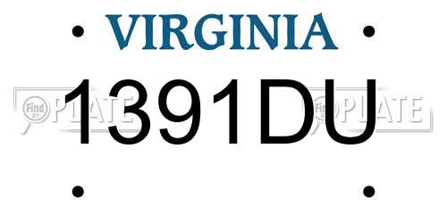 1391DU Virginia License Plate