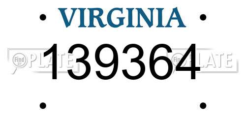 139364 Virginia License Plate