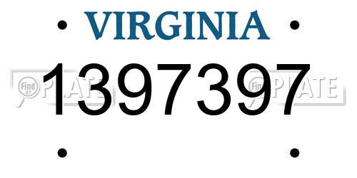1397397 Virginia License Plate
