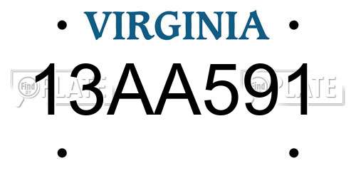 13AA591 Virginia License Plate
