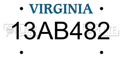 13AB482 Virginia License Plate