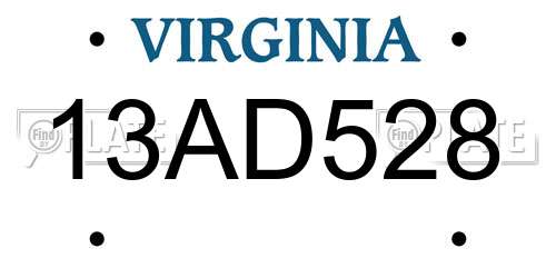 13AD528 Virginia License Plate