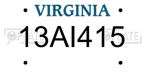 13AI415 Virginia License Plate