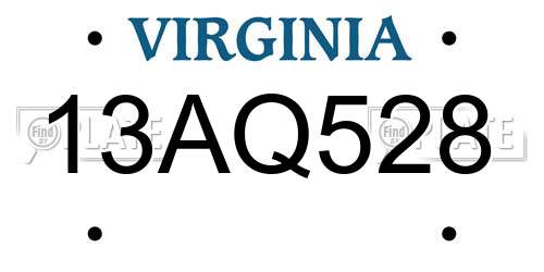 13AQ528 Virginia License Plate