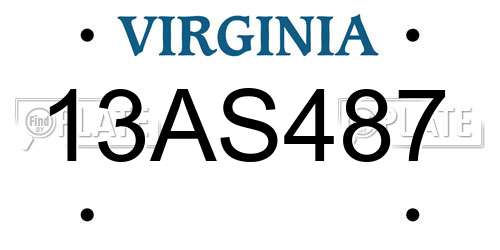13AS487 Virginia License Plate