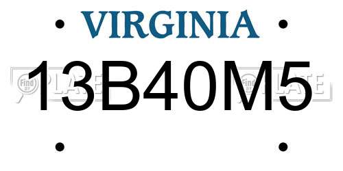 13B40M5 Virginia License Plate