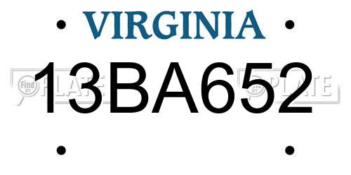 13BA652 Virginia License Plate