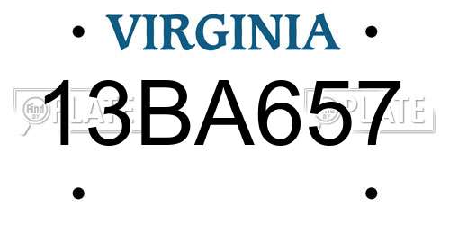 13BA657 Virginia License Plate