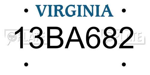 13BA682 Virginia License Plate