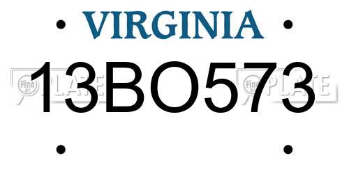 13BO573 Virginia License Plate