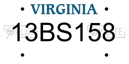 13BS158 Virginia License Plate