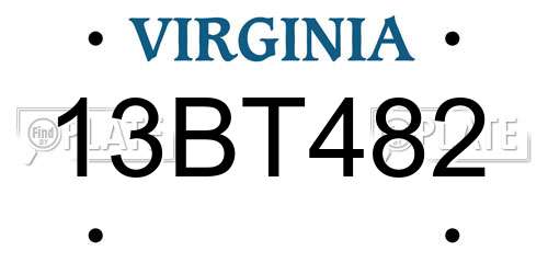 13BT482 Virginia License Plate