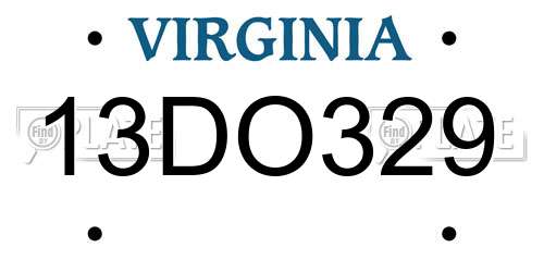 13DO329 Virginia License Plate