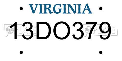 13DO379 Virginia License Plate