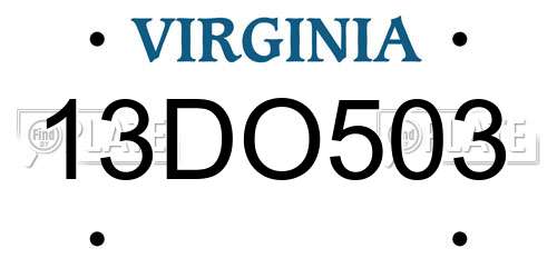 13DO503 Virginia License Plate